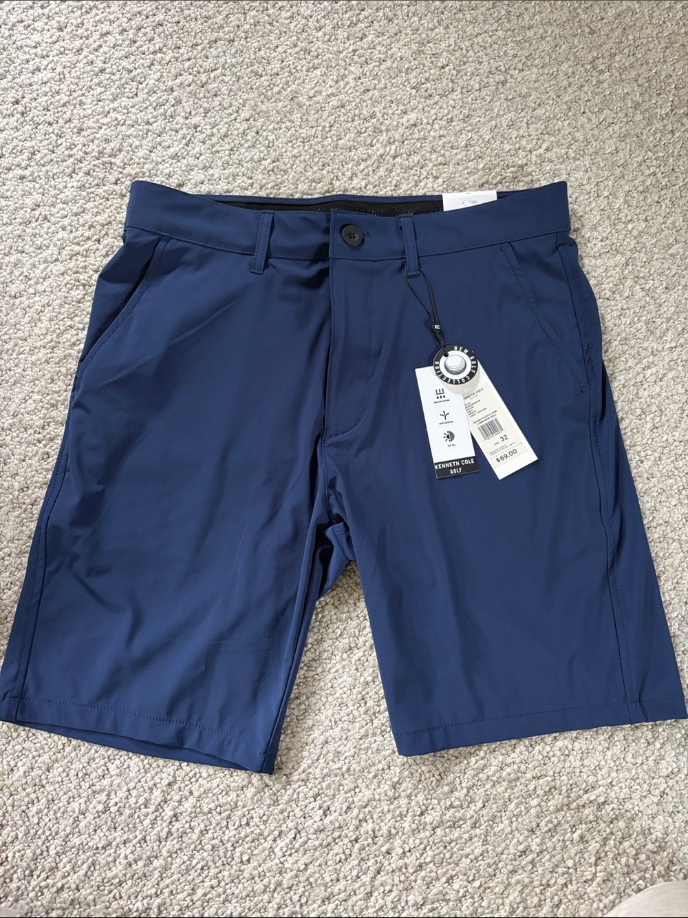 Kenneth Cole golf collection Men's Navy Performance Hybrid Shorts 32 9”inseam